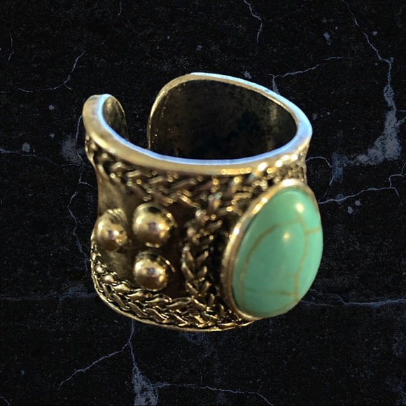 New Turquoise Silver Cuff Ring - Picture 1 of 5